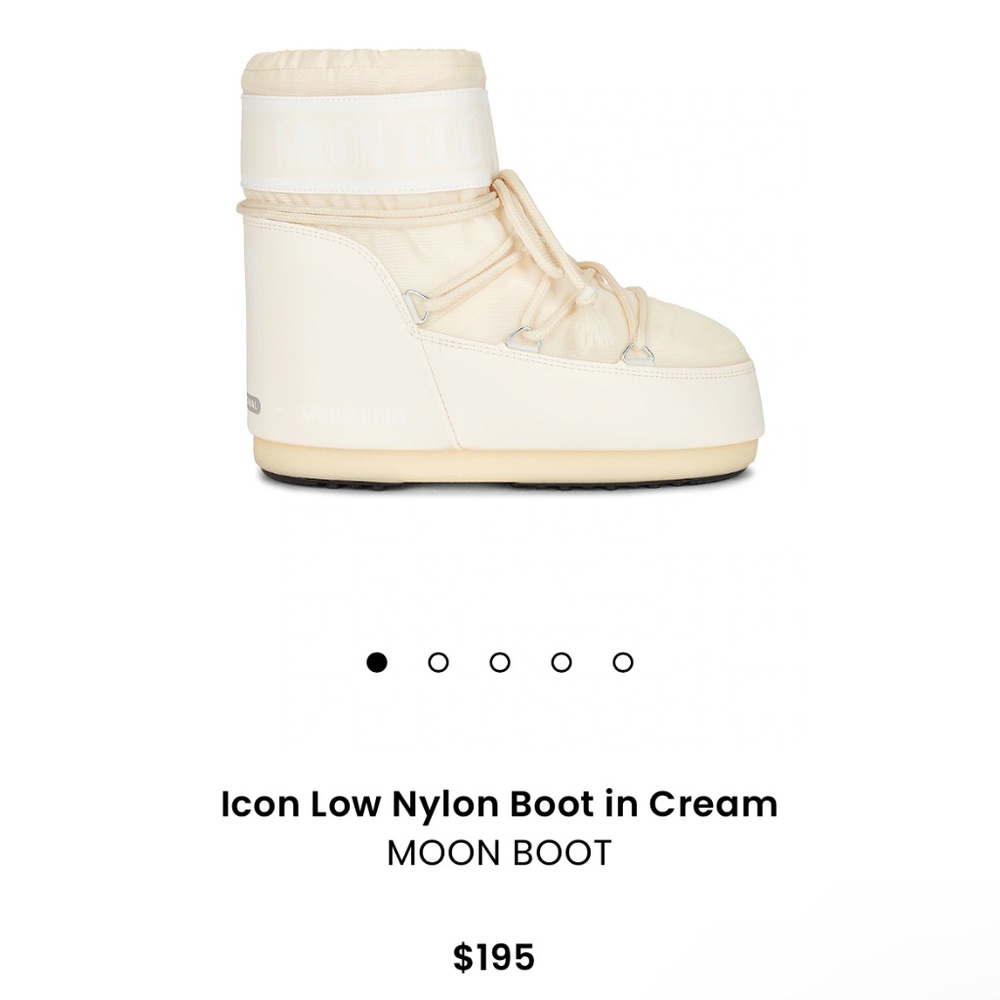MOON BOOT ICON LOW NYLON BOOT IN CREAM SIZE 36-38